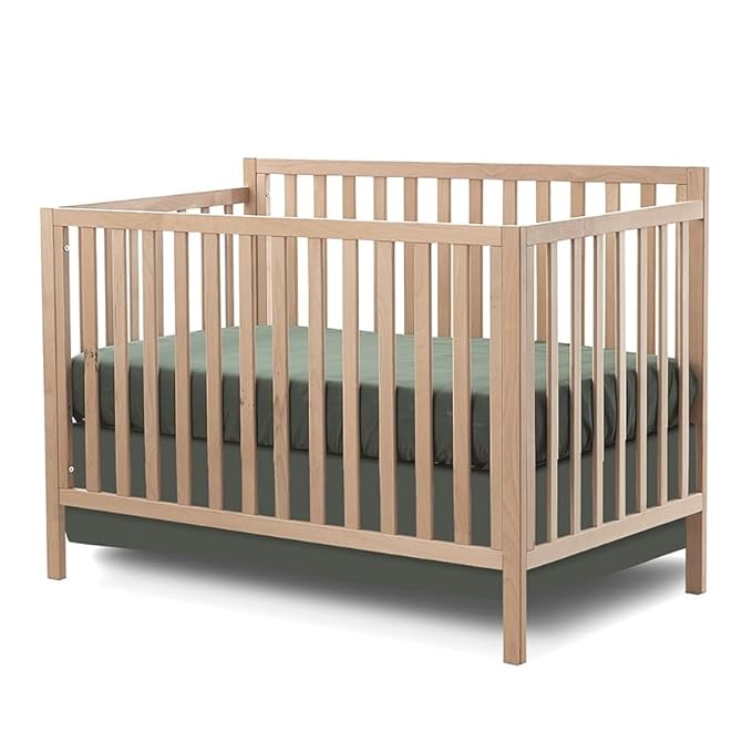 Sorelle Essex Euro 4-in-1 – Nursery Furniture Set, Wooden Baby Crib with Non-Toxic Finish, Integrated, Toddler Bed, Daybed, and Full-Size Bed Conversion Kit – Natural
