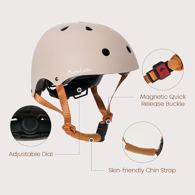 MomnLittle Kids Bike Helmet with Quick Pinch-Free Magnetic Buckle CPSC Certified Bike Helmet for Toddler Boys and Girls