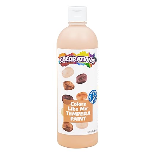 Colorations Washable Multicultural Paint - Color Like Me, 16 fl oz bottle, Peach skin color, Kids, Art Supplies, diverse, skin tones, multi-ethnicity, colors from around the world
