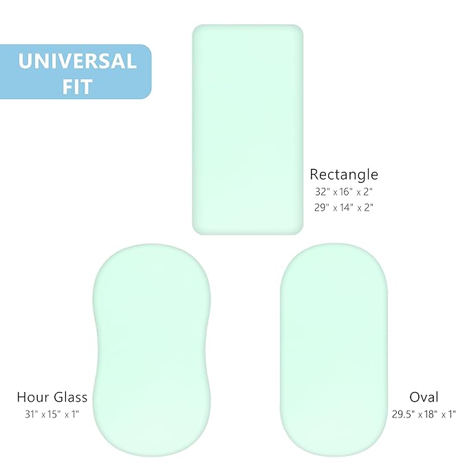 TILLYOU Baby Bassinet Sheets for Girls Boys, Fit for Hourglass Oval Rectangle Bassinet Mattress Sheets, 33”X16”, 2 Pack Green & Pink