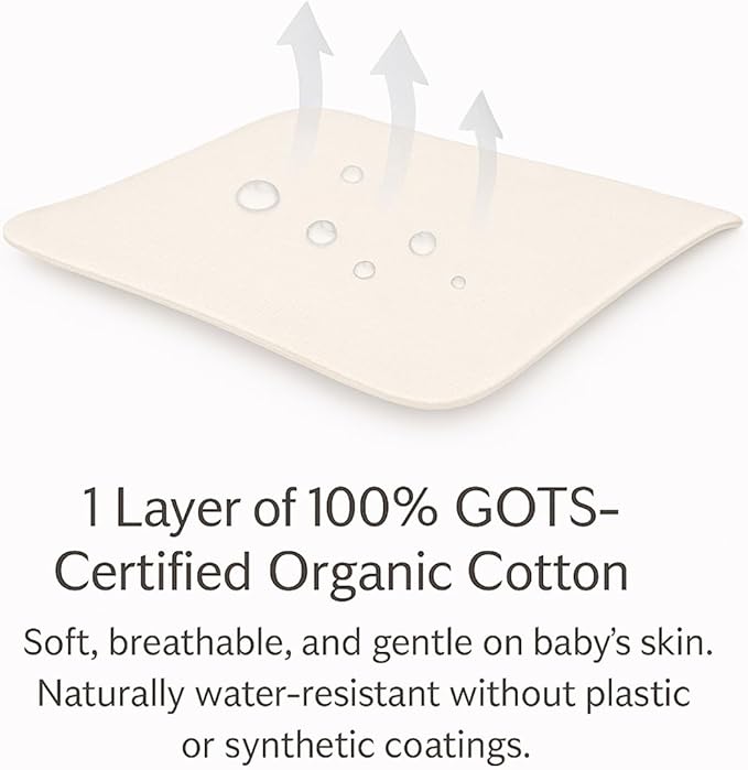 ORGANIC TEXTILES Organic Baby Mattress Topper with Water Resistant Removable Cotton Cover - GOLS/GOTS Certified - Breathable - 2" Standard (52"x28")