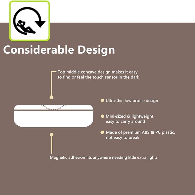 RTSU Mini Touch Light, Rechargeable Battery Operated Closet Lights Wardrobe Lights, Magnetic Stick-on Anywhere LED Night Light, Wireless Under Cabinet Lighting, Dimmable Tap Push Light Lamp