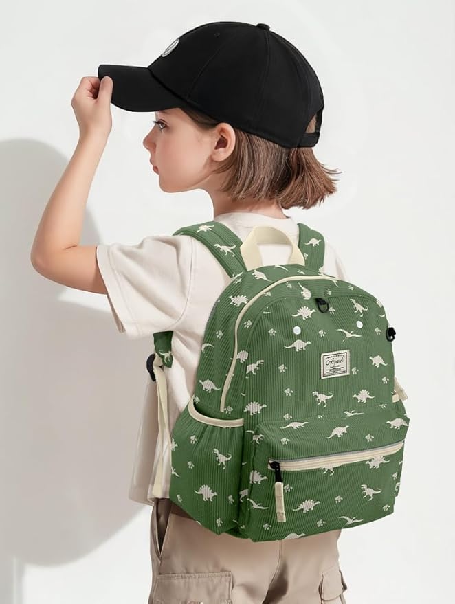 Corduroy Toddler Backpack for Boys 2-5: Kids Preschool Backpacks for Girls -13.5" H Fit Folder
