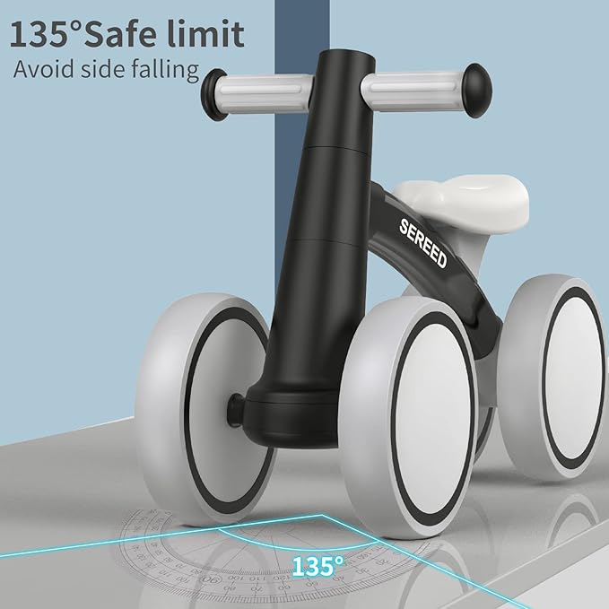 SEREED Baby Balance Bike for 1 Year Old Boys Girls 12-24 Month Toddler Balance Bike, 4 Wheels Toddler First Bike, First Birthday Gifts