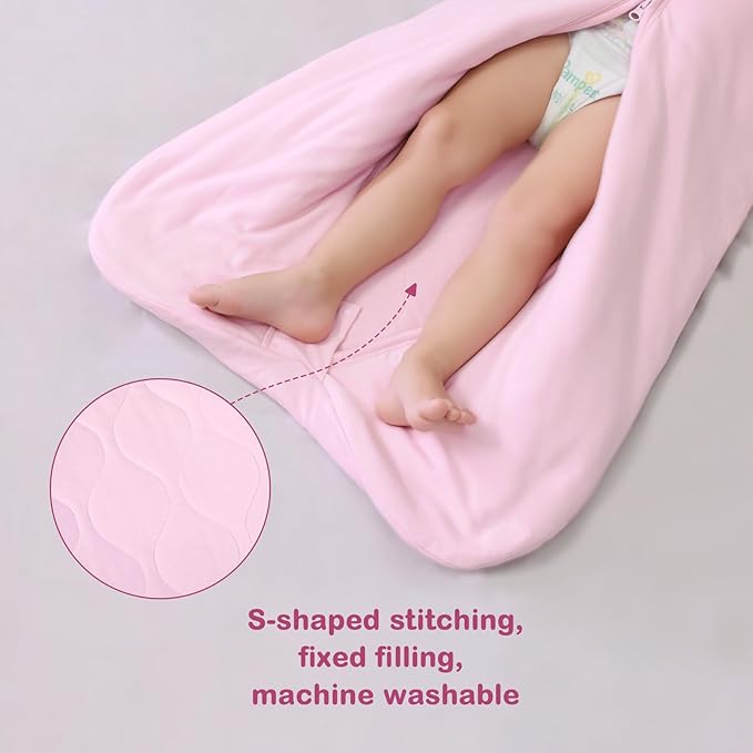 Mosebears Sleep Sack Baby Winter Wearable Blanket with 2-Way Zipper,2.5 TOG Cotton Sleep Sack Unisex (Blush, 0-6 Months)