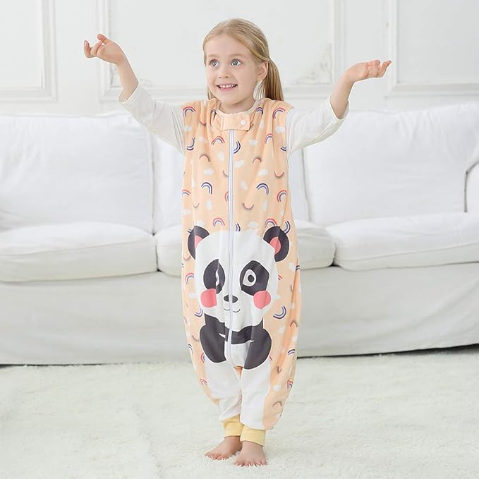 MICHLEY Toddler Sleeping Sack with Feet Newborn Infant Sleeveless Sleeping Bag 2-way Zipper Baby Wearable Blanket for Walkers,Panda,1-3T