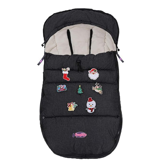 Christmas DIY Play Fun Waterproof Winter Stroller Bunting Bag Toddler,Width Adjustable, Anti-Dirt,Foot Area Open, Hoodie, All Features Needed for Baby Stroller Footmuff