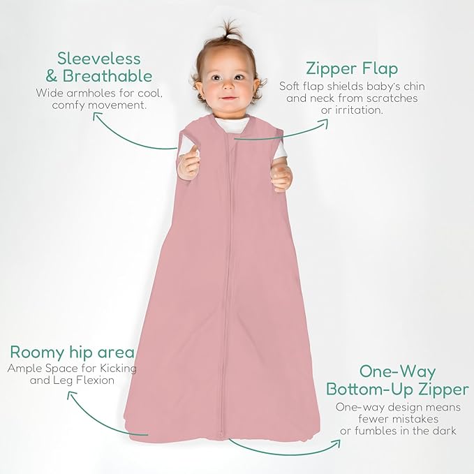 Baby Sleep Sacks Lightweight, Soft & Breathable 0.5 TOG Wearable Blanket with Zipper, 3-Pack 0-3-6-12-24-4T