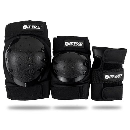 Bont Skates Kids Protective Pad Set with Knee, Elbow and Wrist Guards for Inline, Roller Skate (Black, S)