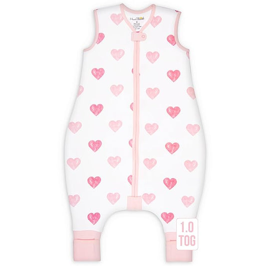 Mama Cheetah Toddler Sleep Sack with Feet 3T-4T, 1.0 TOG Organic Cotton Baby Wearable Blankets with Legs, Baby Sleeping Bag for Walkers, Early Walker Large