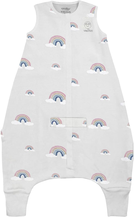 Woolino 4 Season Baby Sleep Bag or Sack with Feet Opening, Merino Wool and Organic Cotton, Toddler Sleeping Bag, 3-4T, Rainbow