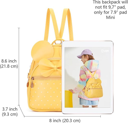KL928 Girls Mini Backpack Bowknot Polka Dot Cute Small Daypacks Convertible Shoulder Bag Purse for Women