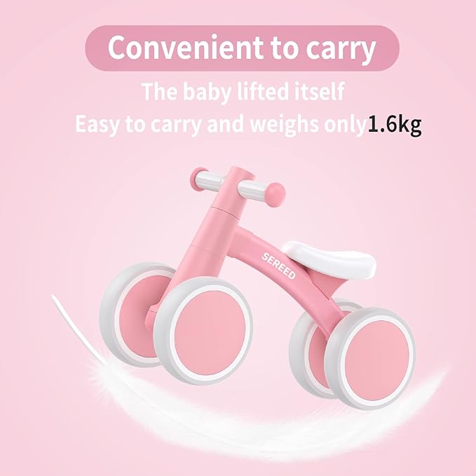SEREED Baby Balance Bike for 1 Year Old Boys Girls 12-24 Month Toddler Balance Bike, 4 Wheels Toddler First Bike, First Birthday Gifts