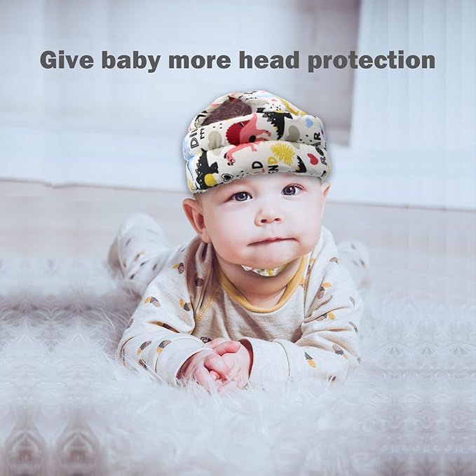 Baby Head Protector Baby Helmet for Crawling Walking, No Bumps Safety Head Adjustable Protective Cap for Walking, Playing (Dinosaur A)