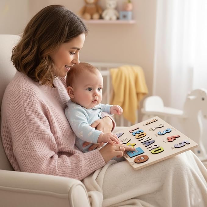 Puzzles for Toddlers Boy and Girl, Personalized Name Puzzle, 12 Month Toy, Gifts for 0 1 2 3 Years Old, Baby Gifts, Baby Shower, Christmas, NewBaby Gift, 0 3 6 9 12 18 24 36 Months