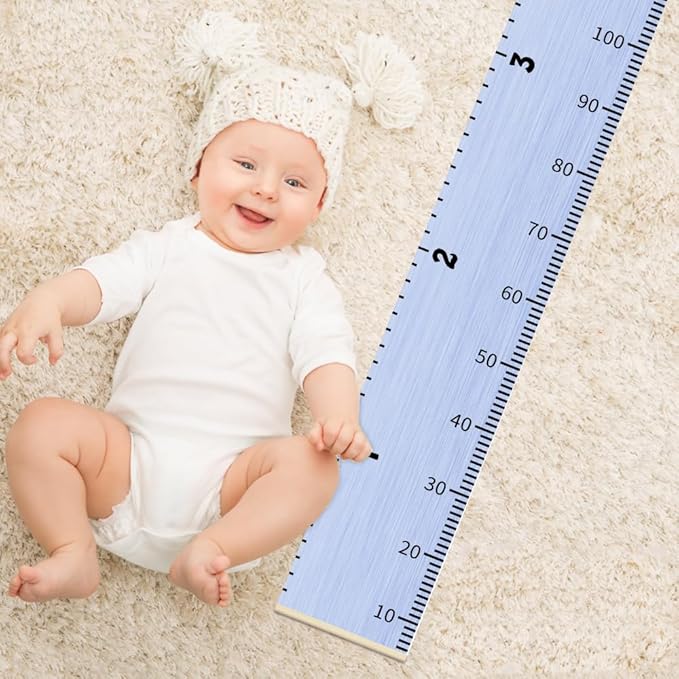 Nustila Canvas Growth Chart for Kids Unisex Kids Room Wall Decor Purple Measuring Height Chart- Wall Tape with Height Chart for Kids Baby Nursery Room Décor 79" x 7.9"
