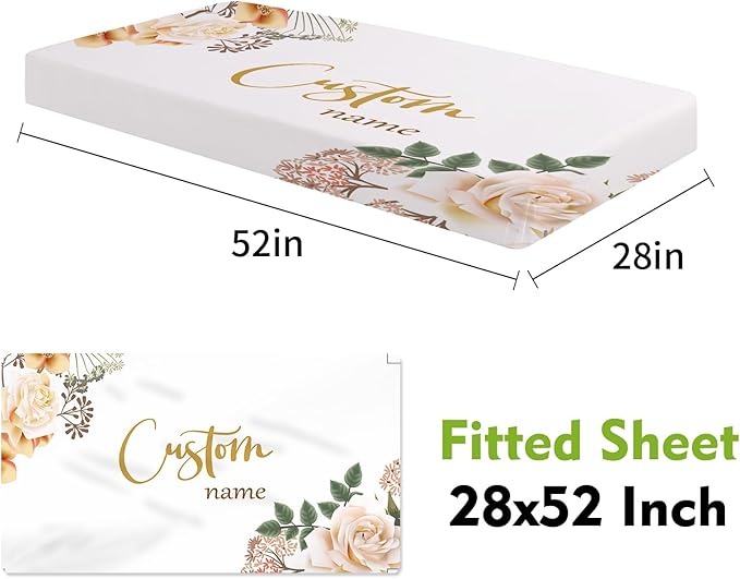 Custom Name Crib Bedding Set for Newborn Girls- 2 Piece Flower Series Baby Set with Blanket, Crib Sheet, Infant Nursery Bedding Set, Gifts for Toddler