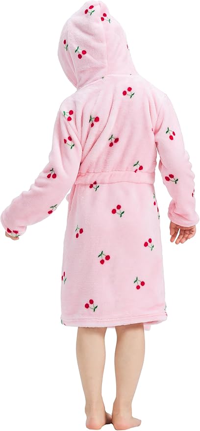 Toddler Robes Cute Pattern Bathrobe Unisex Kids Robe Baby Flannel Hoodie Pajamas Sleepwear