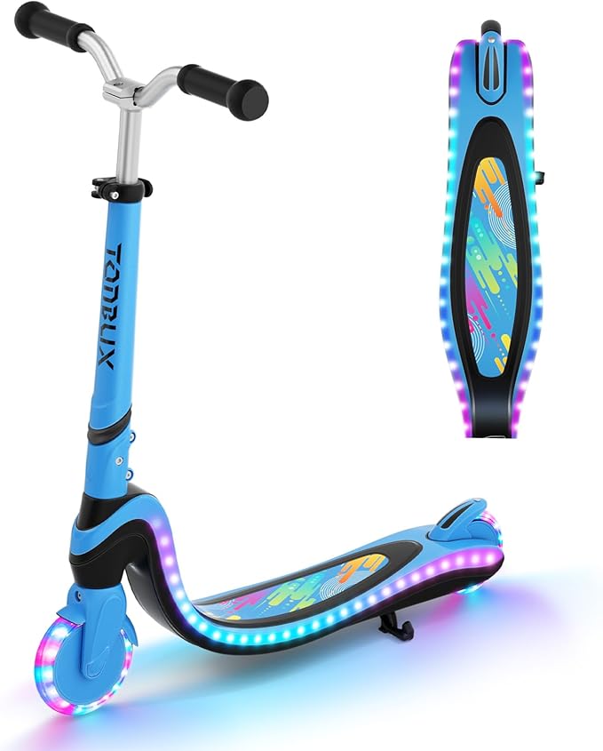 Scooter for Kids with Light-Up Wheels & Deck, Adjustable Heights 2 Wheel Kick Scooters for Kids 5-7, Toddler Scooters with 4 Lighting Mode Deck