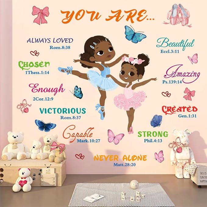 Colorful Inspirational Wall Decals You are Quote Wall Art Sticker Black Girl Wall Sticker Motivational Phrases Wall Stickers Peel and Stick for Girls Living Room Nursery Playroom Bedroom.