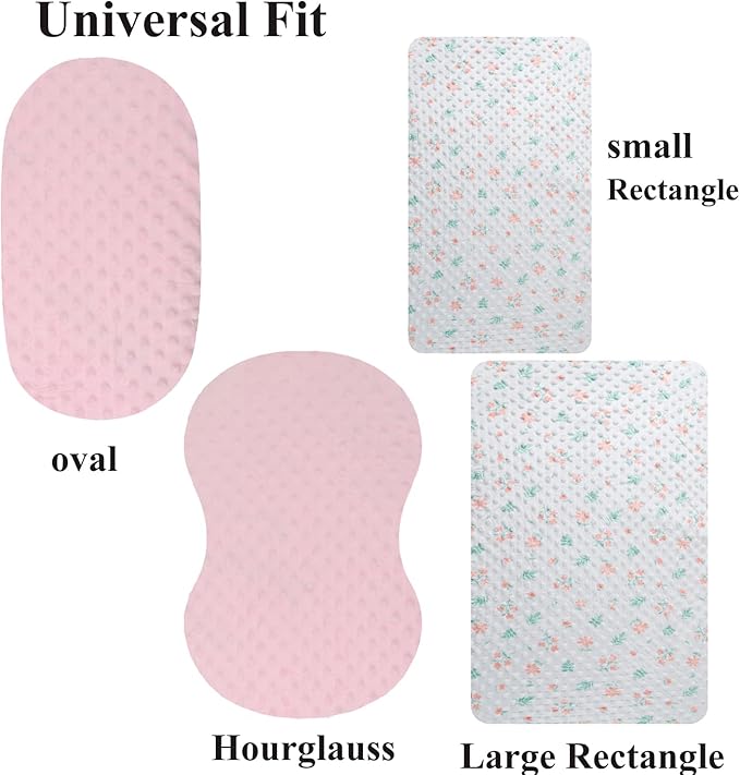 Dot Bassinet Sheet Set 2 Pack Stretch Fitted Cradle Sheets,Ultra Soft,Universal Fit Oval Rectangle Hourglass Pad/Mattress, for Baby Girls and Boys Pink & Floral