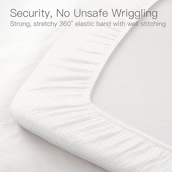 Baby Organic Crib Sheets 2 Pack 100% Organic Muslin Cotton 52x28 Inches Fitted Crib Mattress Sheet for Baby Girls Boys, Ultra Soft Neutral Toddler Bedding Bed Sheets Fits Standard Size Cribs Mattress