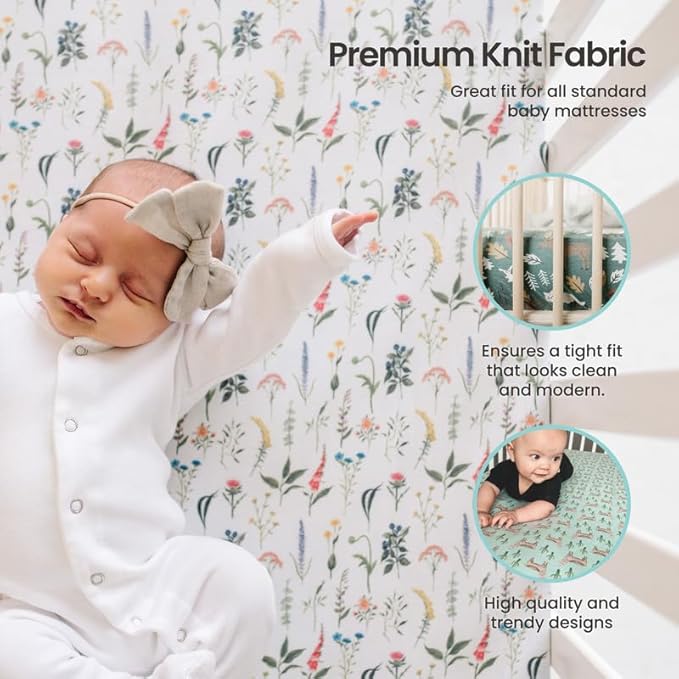 Copper Pearl Premium Knit Baby Crib Sheets for Boys and Girls Breathable and Soft, Fitted Crib Sheets for Standard Baby Mattresses, Moab