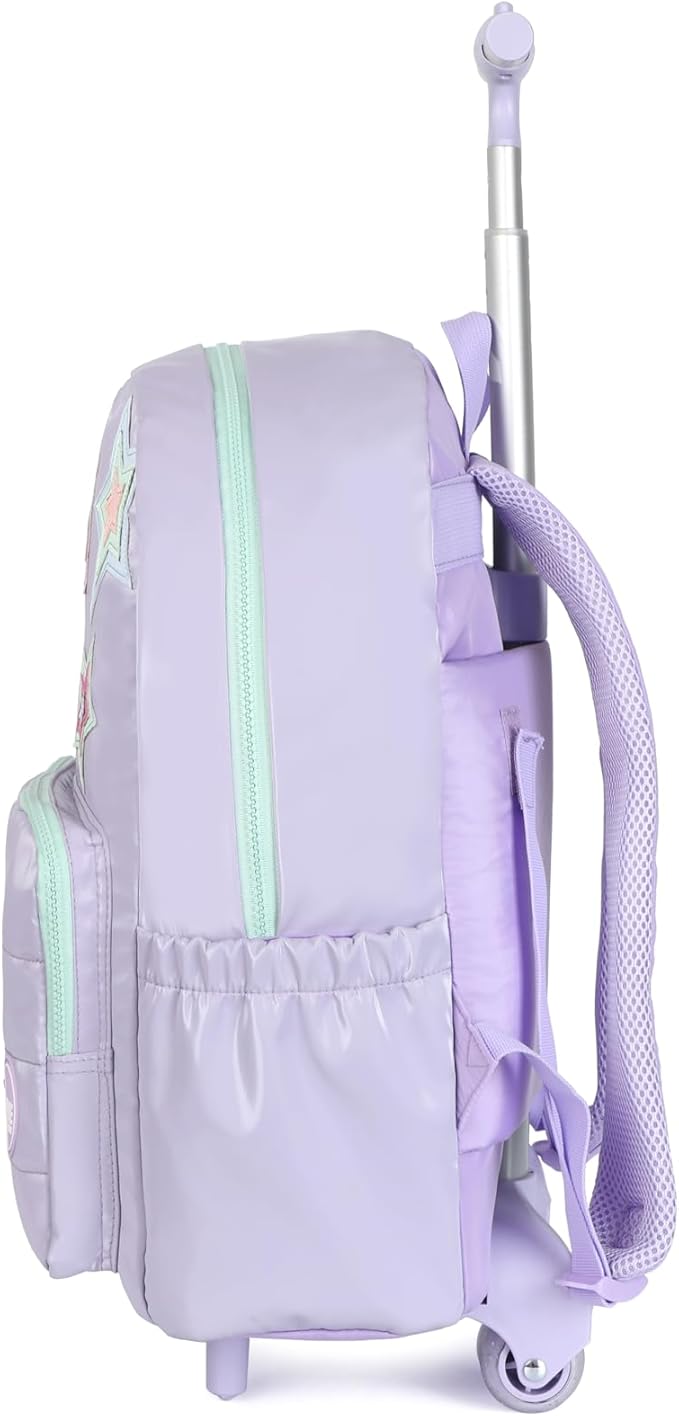 kingdisen Purple Kids Rolling Backpacks for Girls 8-12 (STARS PURPLE)