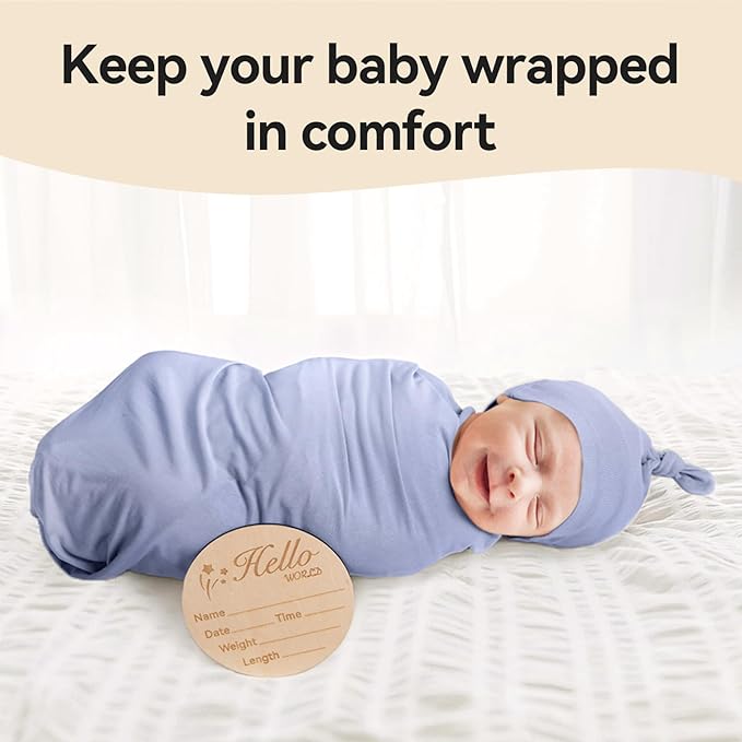 Rayon Made from Bamboo Baby Swaddle Blanket,2 Pack Soft & Breathable Receiving Blankets for Infant Newborn, Swaddle Wrap for Babies Girl and Boy, 47 x 47 Inch, (Slate & Sage)