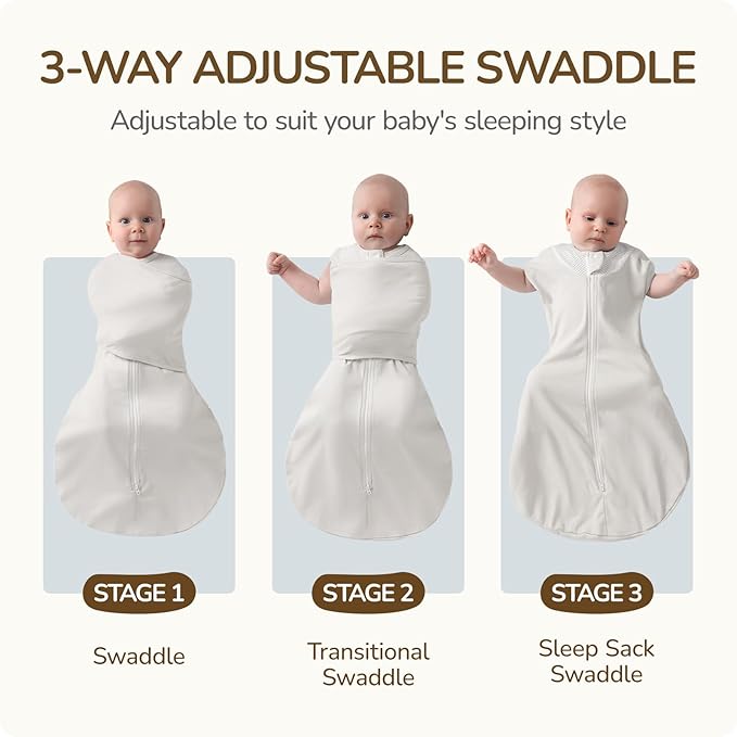Swaddles for Newborns, Safe Sleep Swaddle Sack with Mesh Design, 100% Cotton, 3-Way Adjustable Transitional Swaddle