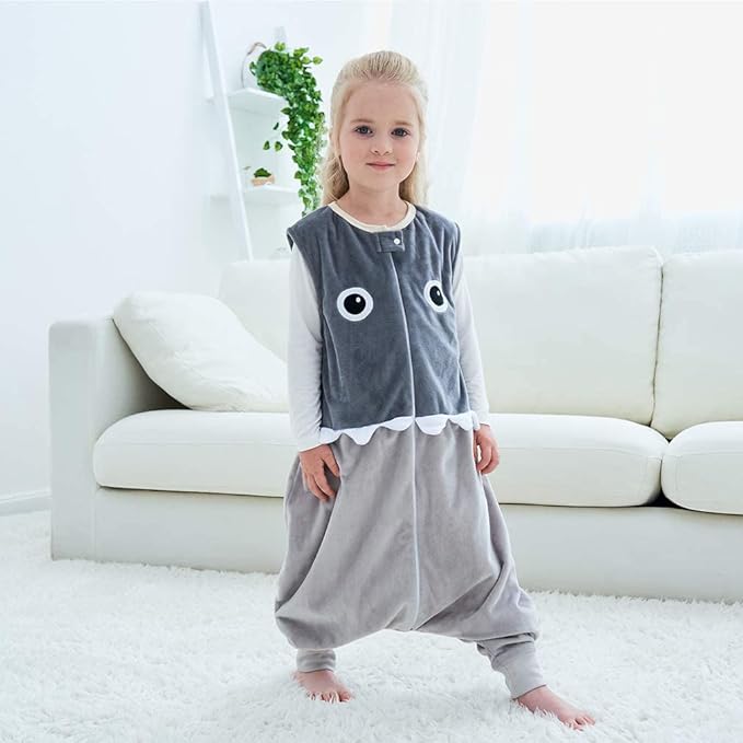 MICHLEY Toddler Sleeping Sack with Feet Newborn Infant Sleeveless Sleeping Bag 2-way Zipper Baby Wearable Blanket for Walkers,Grey Shark,5-6T