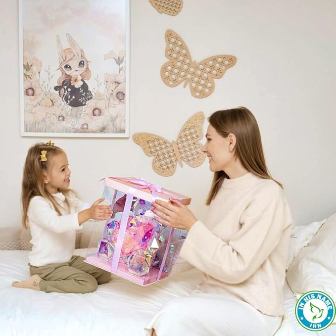IN HIS NAME LED Teddy Bear Night Light - Colorful LED Light Up Bear with Pink Heart for Kids Room - Premium Bedside Lamp Nursery Decor & Cute Light for Kids - Unique Nursery Lighted Gifts Spring Decor