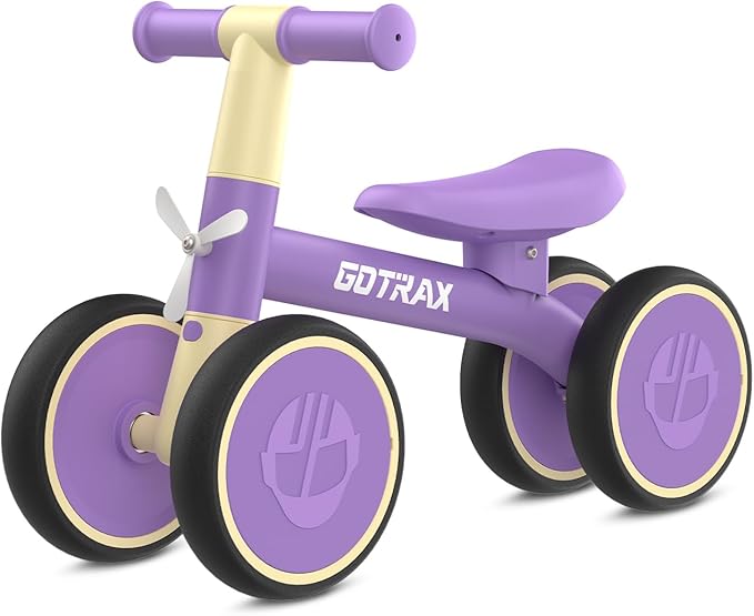Gotrax Baby Balance Bike 1-2 Years, 7" Front&Rear Silent Wheels, Sturdy Steel Frame 66 lbs Load, Quick 2-Min Assembly, CPC Certified, Comfortable Soft Seat, Toddler Birthday Gift for Boys&Girls Purple