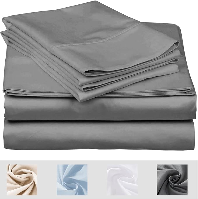 Twin Grey Sheet Set, 4 Piece Microfiber Bed Sheets，Soft Flat Bed Sheets Cover, Hotel Luxury 1800 High Thread Count Comfy Sheets, 21" Deep Pocket Fitted Sheets, Wrinkle Free