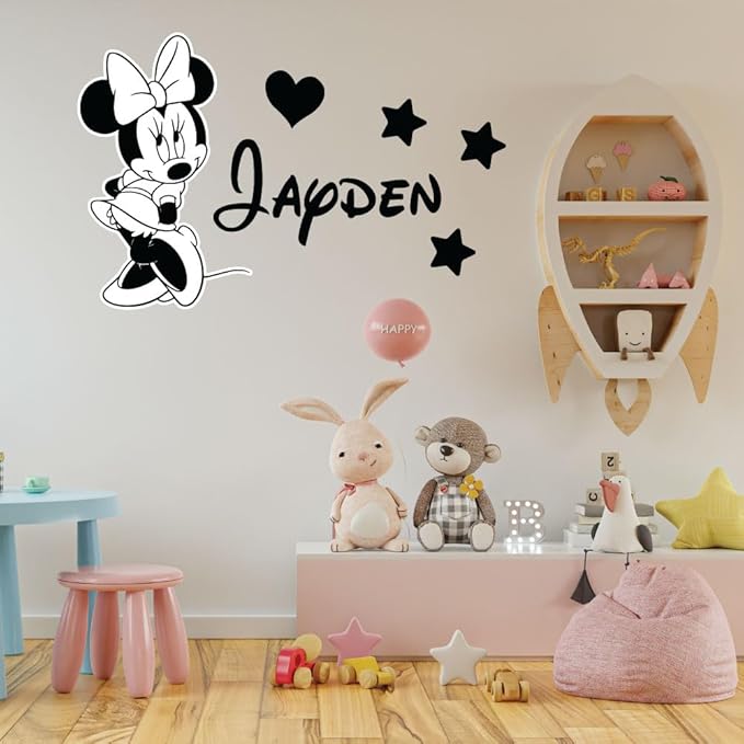 Mini Mouse Name & Initial Wall Decal – Personalized Vinyl Sticker for Nursery & Kids Room | Custom Fonts Design