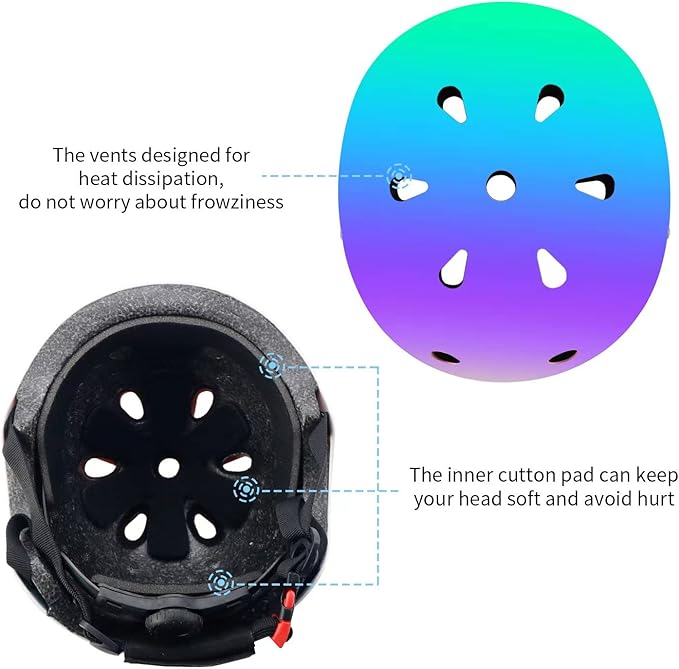 Adjustable Color Gradient Toddler Kids Bike Helmet for 3-5-8-14+Ages Girls Boys.Skateboard Bicycle Toddler Helmet 2-4 Years for Multi-Sports Cycling Scooter Inline Roller Skates Rollerblading