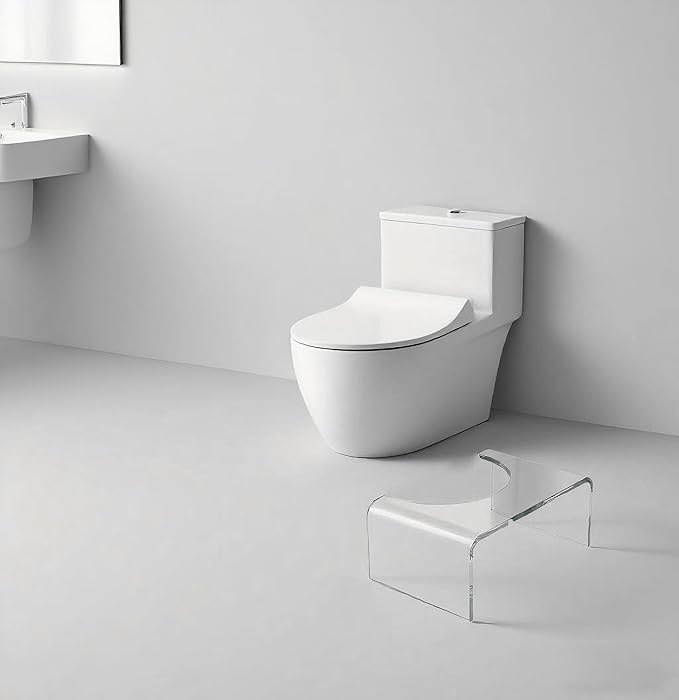 Acrylic Toilet Stool Squat Set of 2, Squatting Toilet Stool for Adults Kids,Modern Design Pooping Stool, Easily Blend into Any Bathroom (Clear-2PCS)