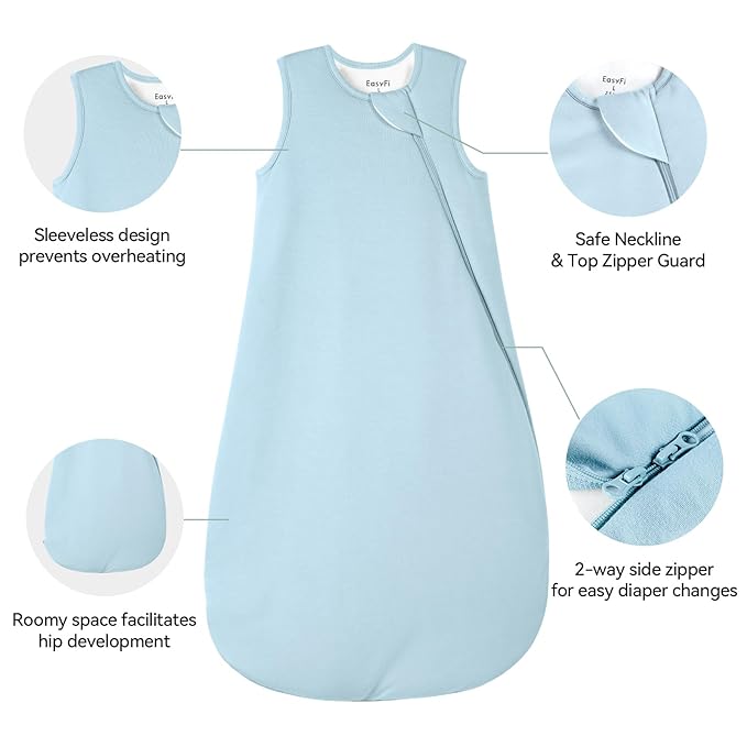 Rayon Made from Bamboo Sleep Sack 6-12 Months 2.5 Tog Winter Supersoft Toddler Sleep Sack for Unisex Girl Boy Thick Warm Baby Sleeping Bag 2-Way Zipper Baby Wearable Blanket