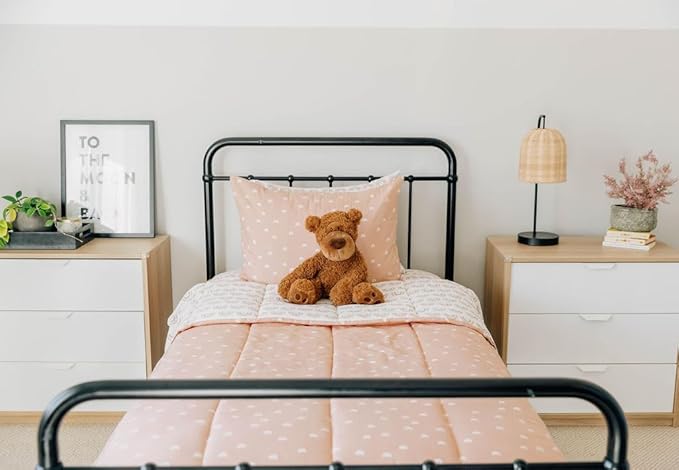 Beddy's Rainbow Theme Durable Zipper Bedding for Kids, Bed in a Bag, Peach Sheets & Comforter, Includes Pillowcase & Pillow Sham Easy to Make & Wash