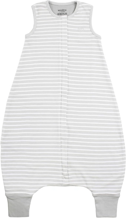 Woolino 4 Season Baby Sleep Bag with feet, Merino Wool and Organic Cotton Walker Sleep Bag Sack, 6-18m, Birch Gray
