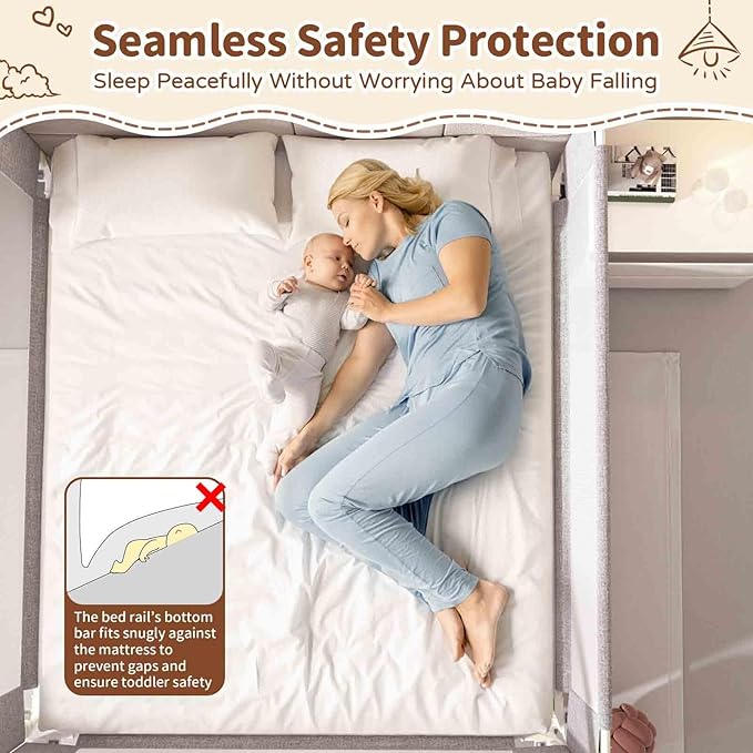 Bed Rail for Toddlers, 1-Piece Height Adjustable Bed Guard Rail for Kids, Baby Safety Side Protector for Twin, Full, Queen, and King Beds (Gray, 1 Side:82.7")