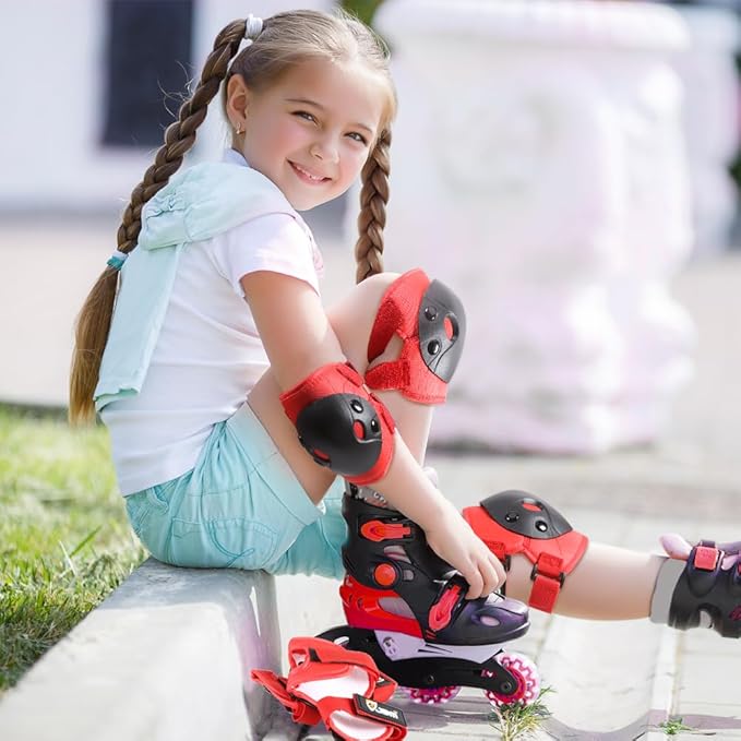 JBM Kids and Youth Knee Pads Elbow Pads Wrist Guards Child Protective Gear Set for Roller Skating, Skateboarding, BMX Biking, Cycling, Inline Skating, Scooter Riding Sports