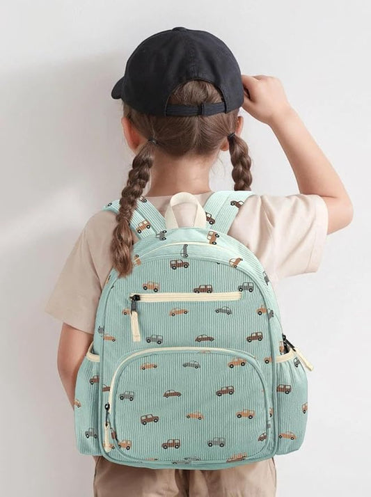 atgark Corduroy Toddler Backpack for Boys 2-5, Cute Kids Backpacks Boys - Preschool Kindergarten Backpack 13.7" H Fit Folder