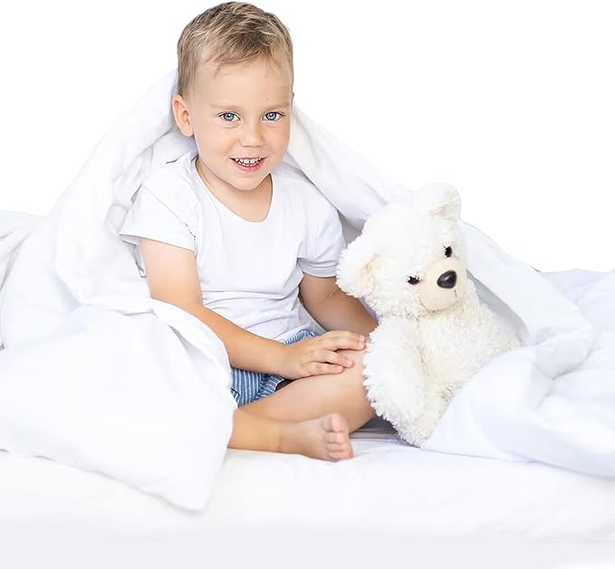 Continental Bedding Toddler Comforter, 100% White Down Duvet Insert, Sleep Blanket with Cotton Shell, Fits Standard Crib, Toddler Bed, 33x42 Inches, White