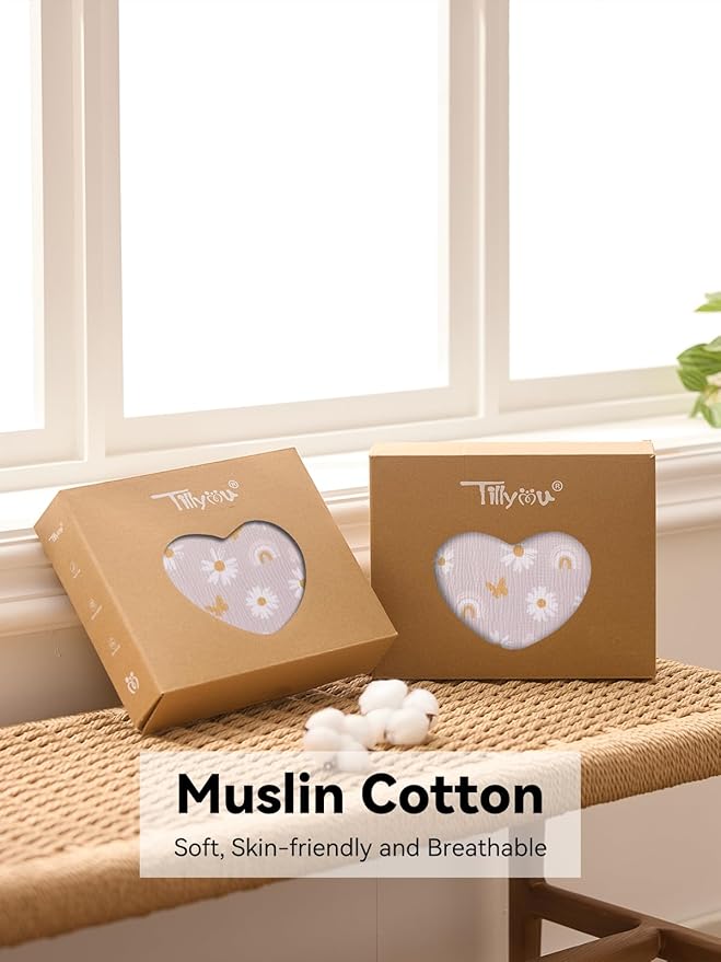 TILLYOU Muslin Bassinet Sheets for Baby Boys Girls 3 Pack, Soft Breathable Elastic Cotton Bassinet Mattress Sheets, Fit Hourglass Oval Rectangle Cradle Mattress, 33"X17",Pink Butterfly