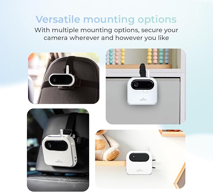 Tiny Traveler Ai Smart Wireless Baby Car Monitor with Power Bank - AI-Powered Safety Alerts: Cry/Laugh/Stand Detection, Virtual Fence, Long Range 1000ft Night Vision Lullabies Night Light - White