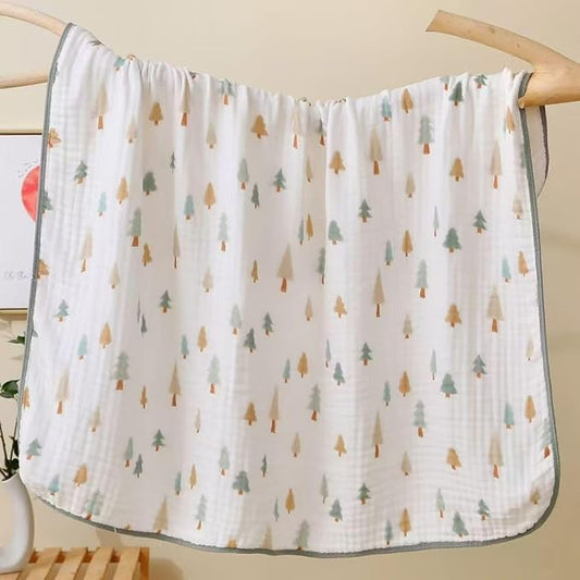 Pack of 2 Ultra Soft Cotton Muslin Baby Blanket Breathable Muslin Swaddle Blankets for Babies and Toddlers Boys Girls Newborn 43"X43" (Christmas Tree and Green)