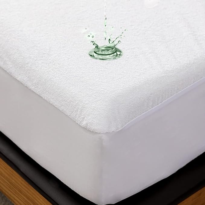 Queen Size Waterproof Mattress Cover, Premium Terry Top Mattress Cover, Breathable, Noiseless, Cooing & Machine-Washable Bed Cover with 21" Deep Pocket