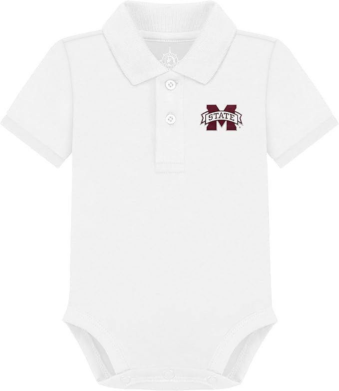 Creative Knitwear College Baby Polo Bodysuit Solid - Team Logo, Multiple Colors, for Boys & Girls (0-12 Months)