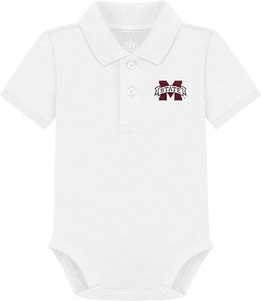 Creative Knitwear College Baby Polo Bodysuit Solid - Team Logo, Multiple Colors, for Boys & Girls (0-12 Months)